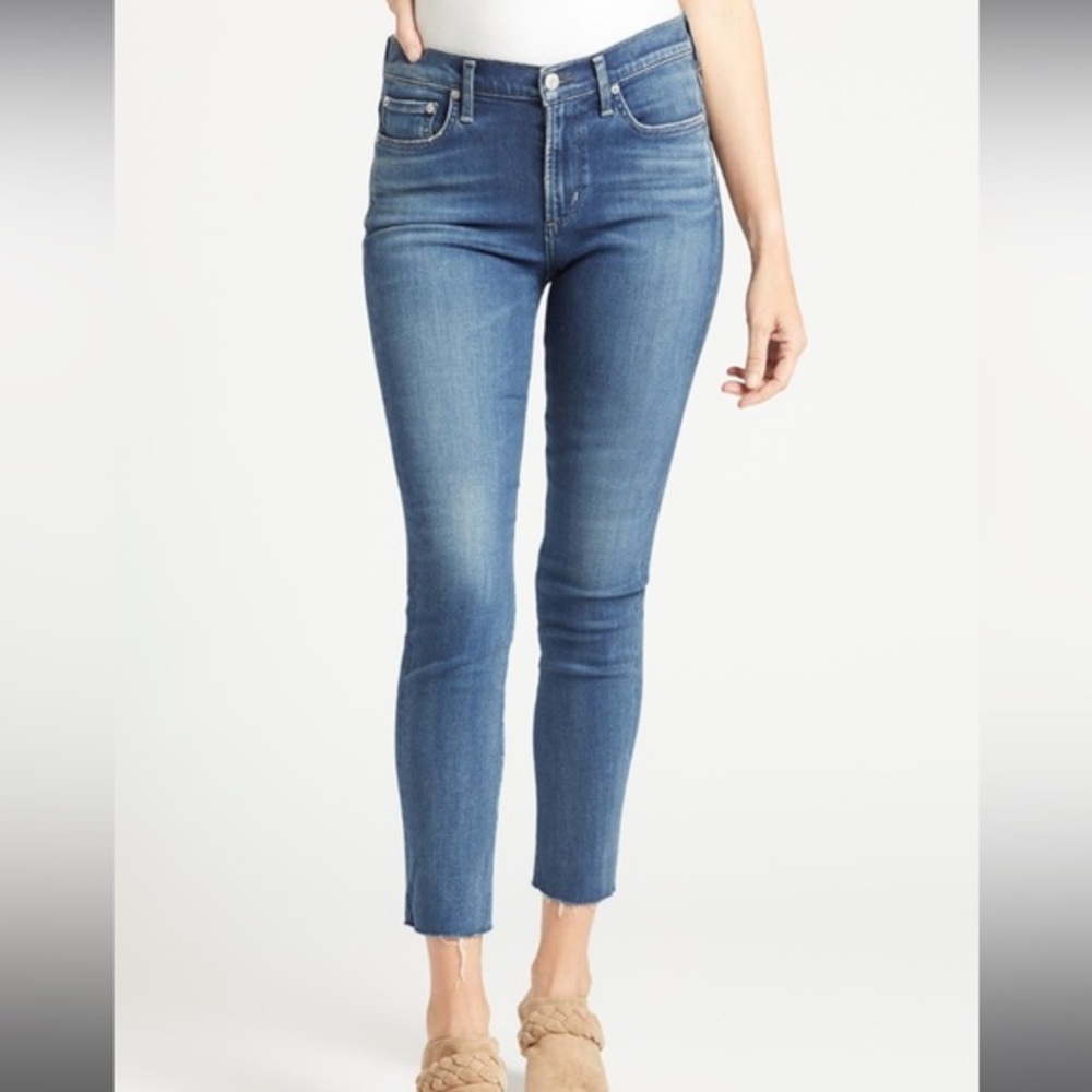 💛 Agolde Sophie Medium Wash Blue Denim Crop Jeans